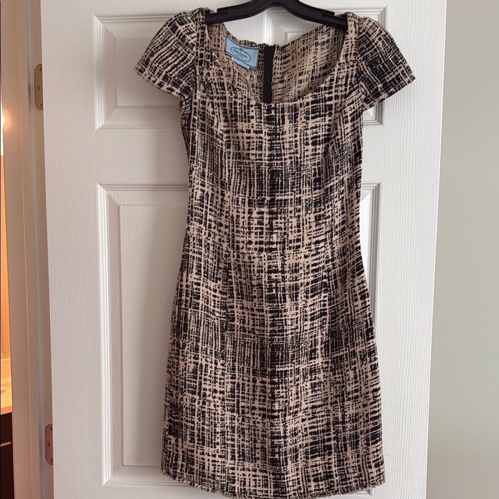 SOLD. PRADA  Black and Cream Tweed Women's Dress